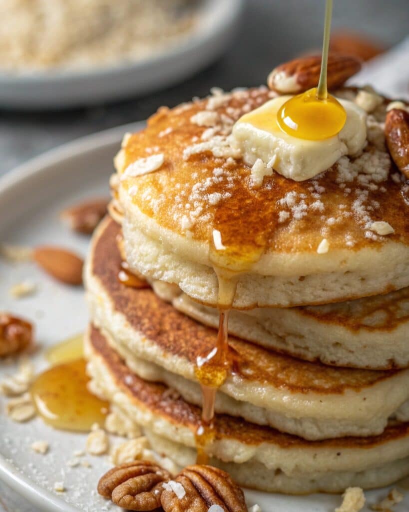 stack of cottage cheese almond flour pancakes
