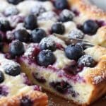 blueberry cottage cheese breakfast bake in white baking dish
