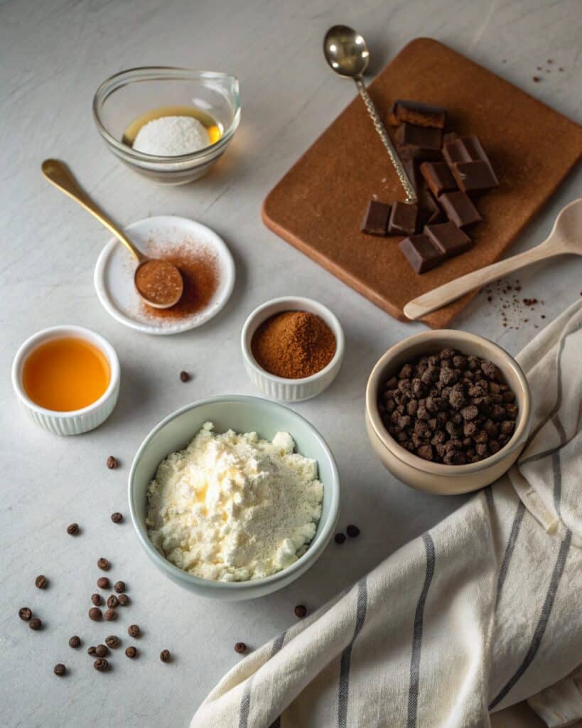 Ingredients for cottage cheese chocolate mousse