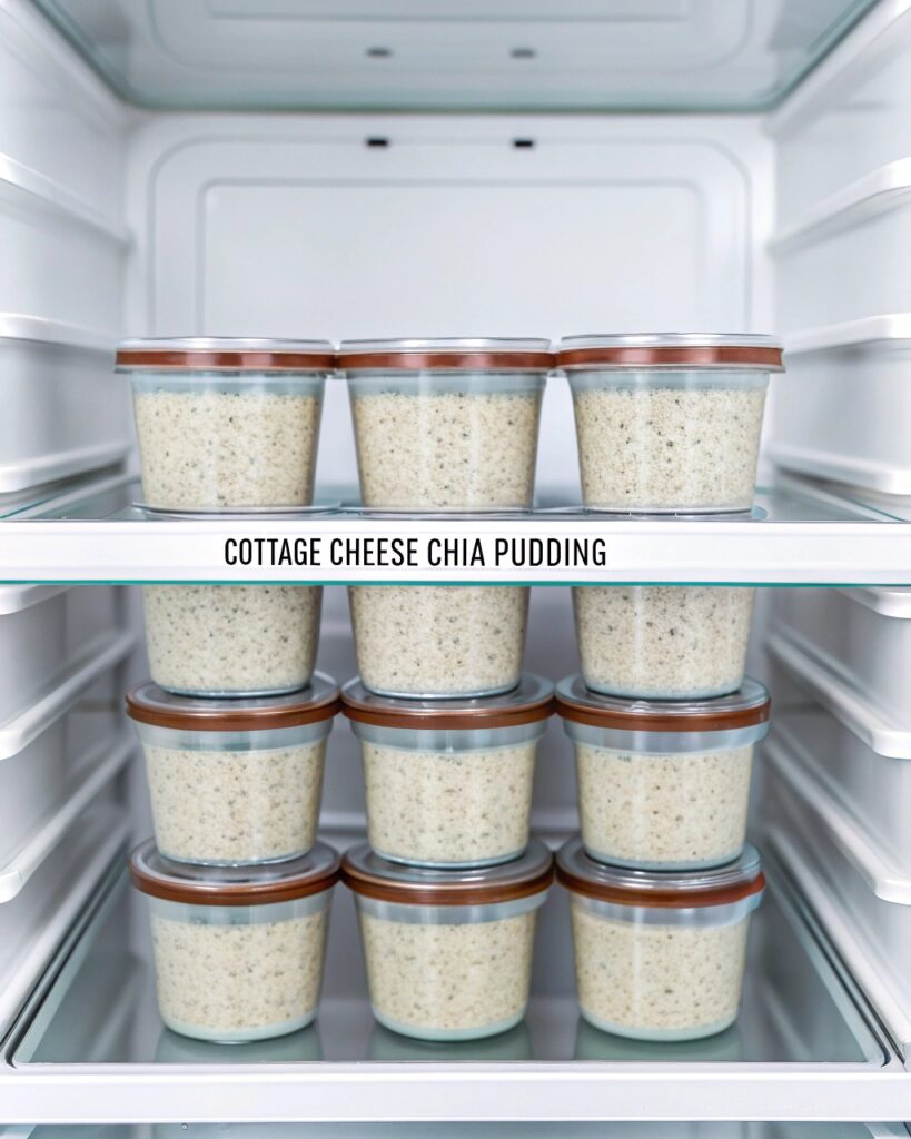 Cottage cheese chia pudding meal prep jars