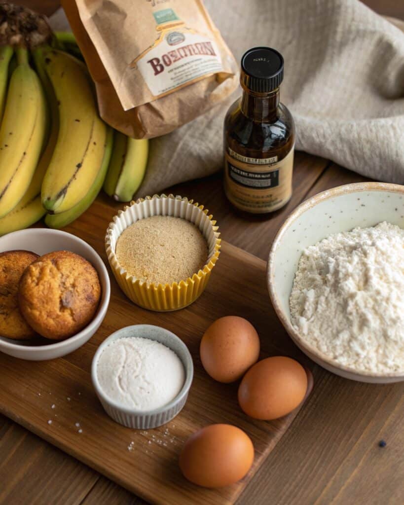 Banana muffins cottage cheese ingredients measured out