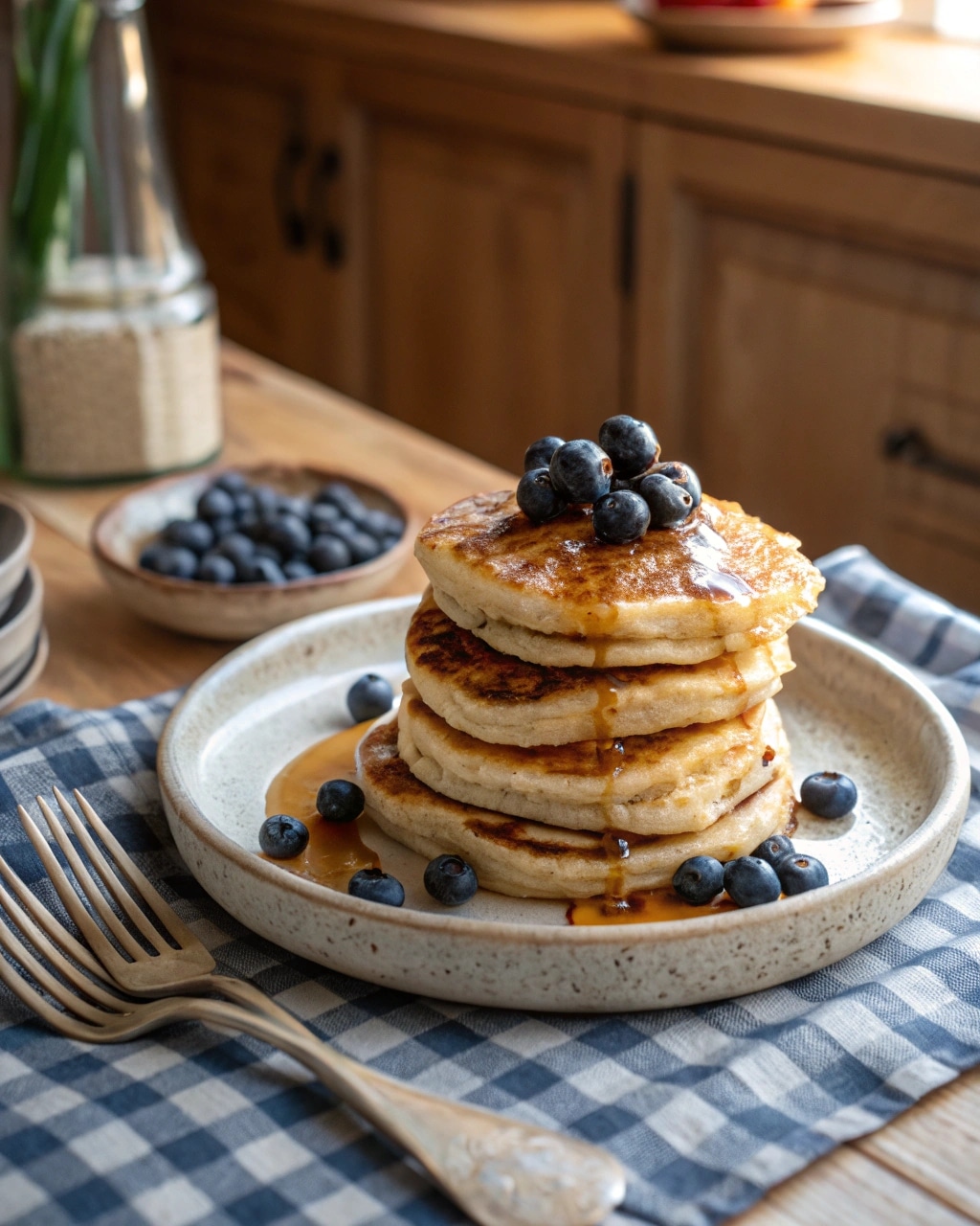 sourdough cottage cheese pancakes stack