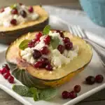 Cottage Cheese and Cranberry Stuffed Acorn Squash