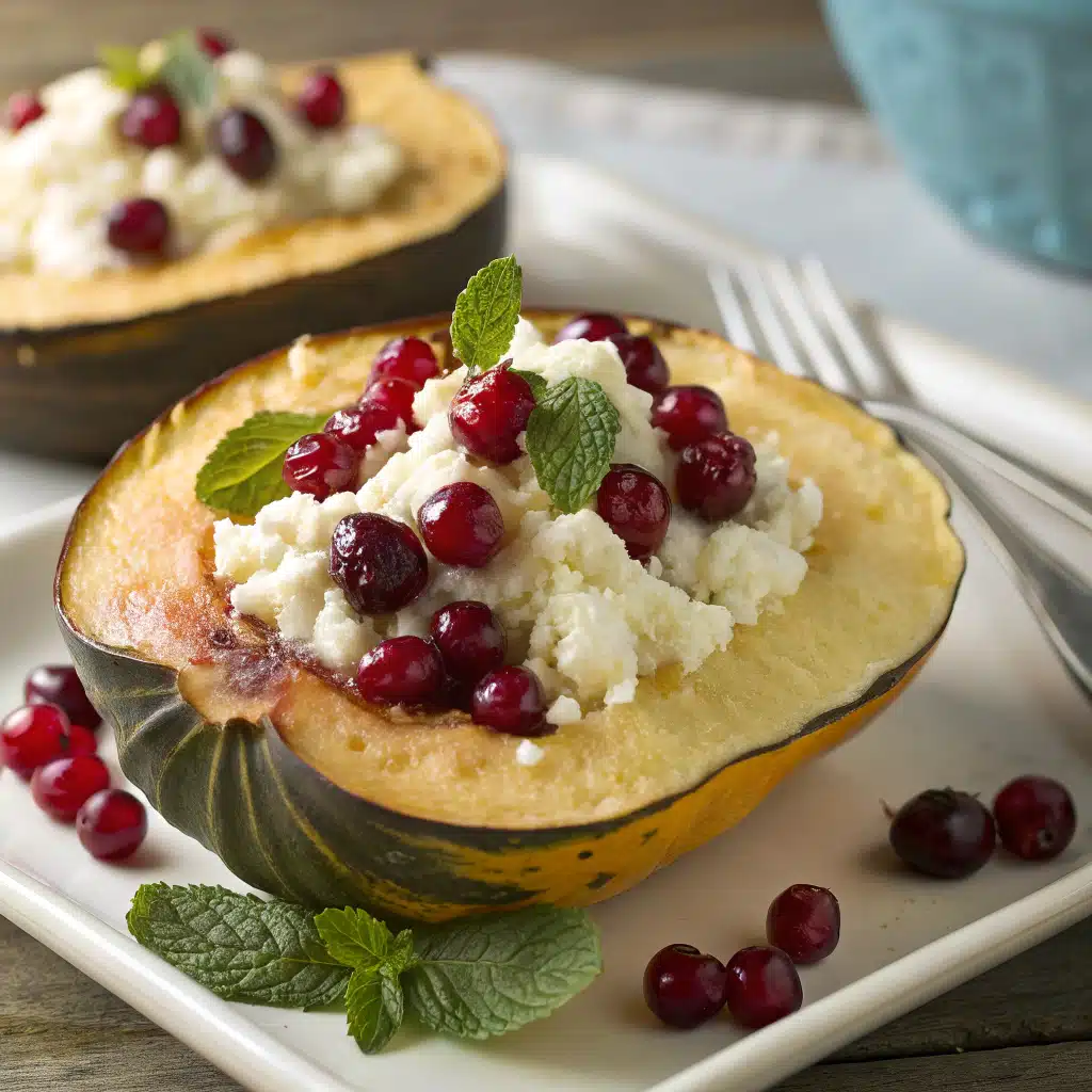 Cottage Cheese and Cranberry Stuffed Acorn Squash