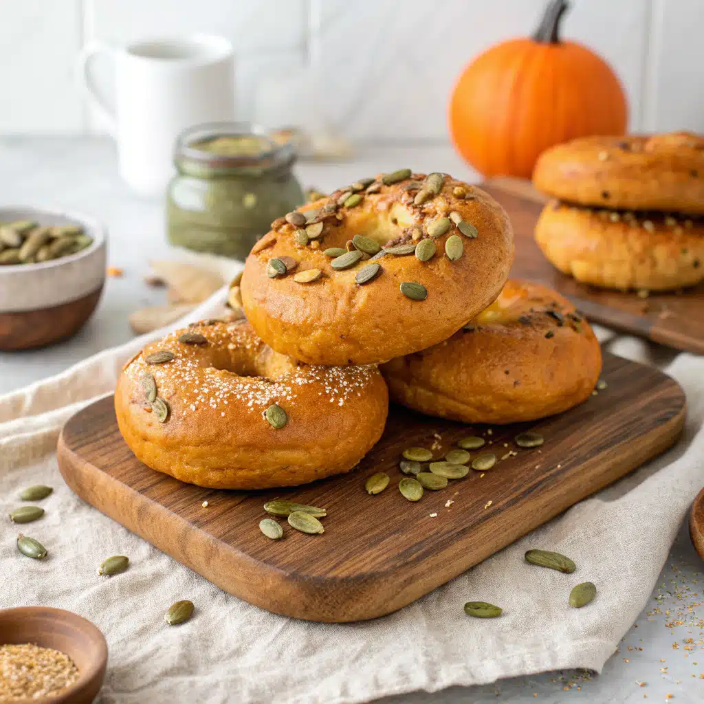 High Protein Pumpkin Bagels