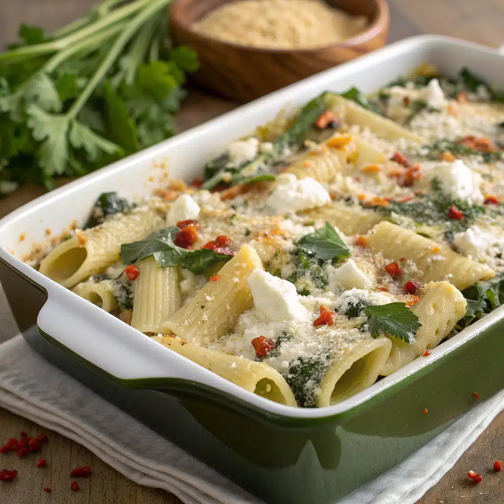 Spinach Feta Pasta Bake