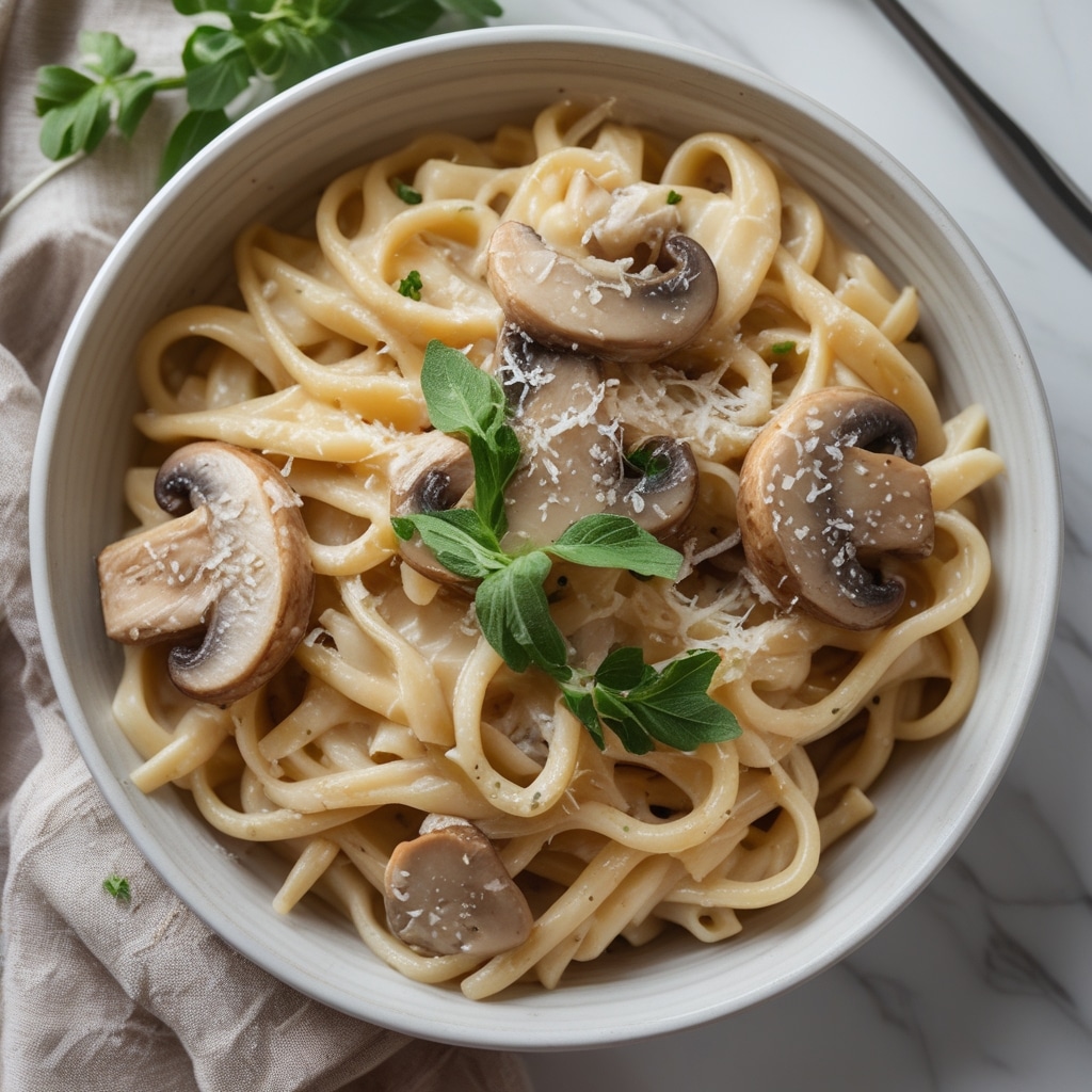 Creamy garlic mushroom pasta