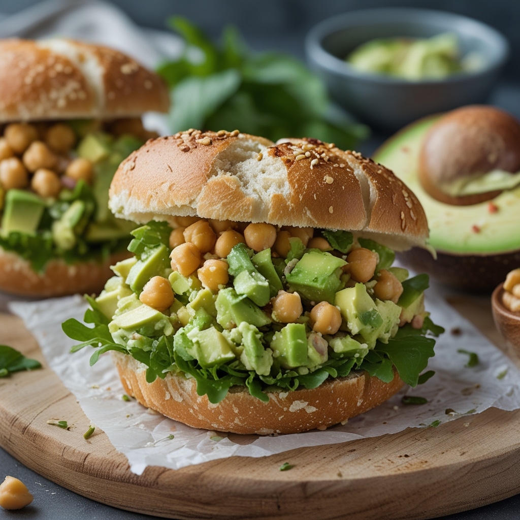 Smashed Chickpea Avocado salad Sandwiches