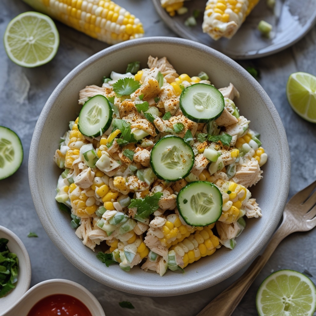 Street Corn Creamy Cucumber Chicken Salad