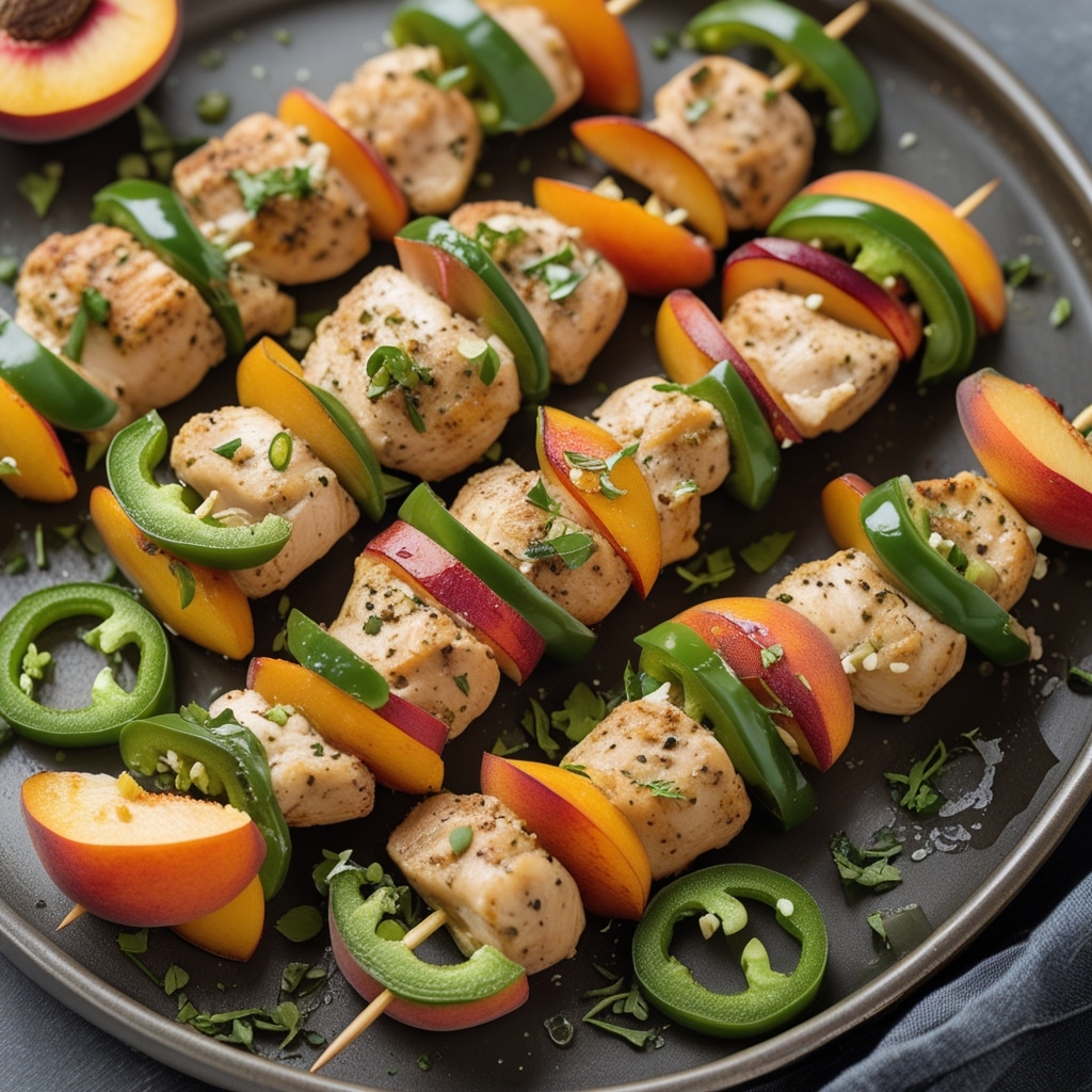 Jalapeño Peach Chicken Skewers