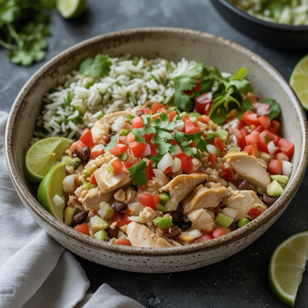 Chicken Burrito Bowls with Cilantro-Lime Rice