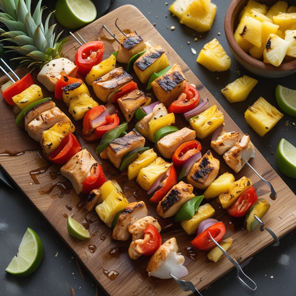 Hawaiian CHicKen Pineapple Kebabs