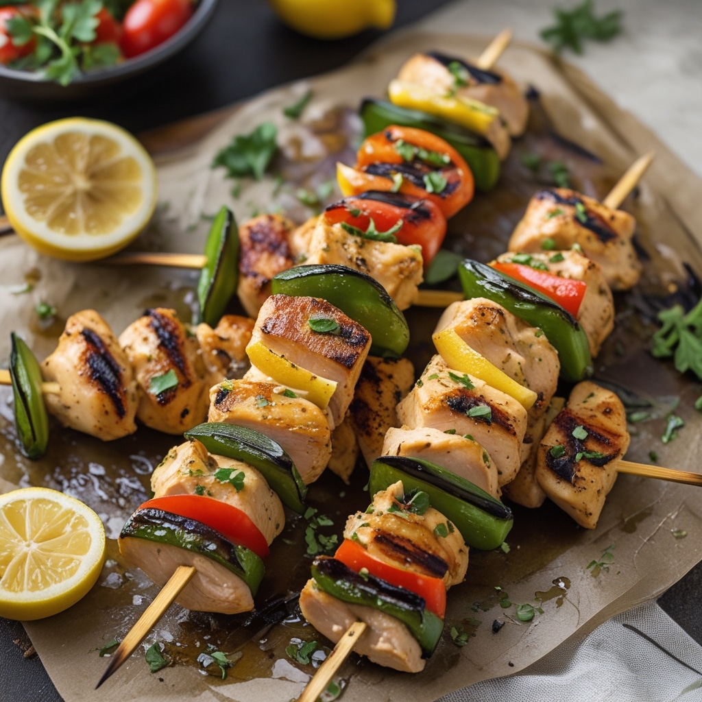 Grilled Lemon Garlic Chicken Skewers Recipe