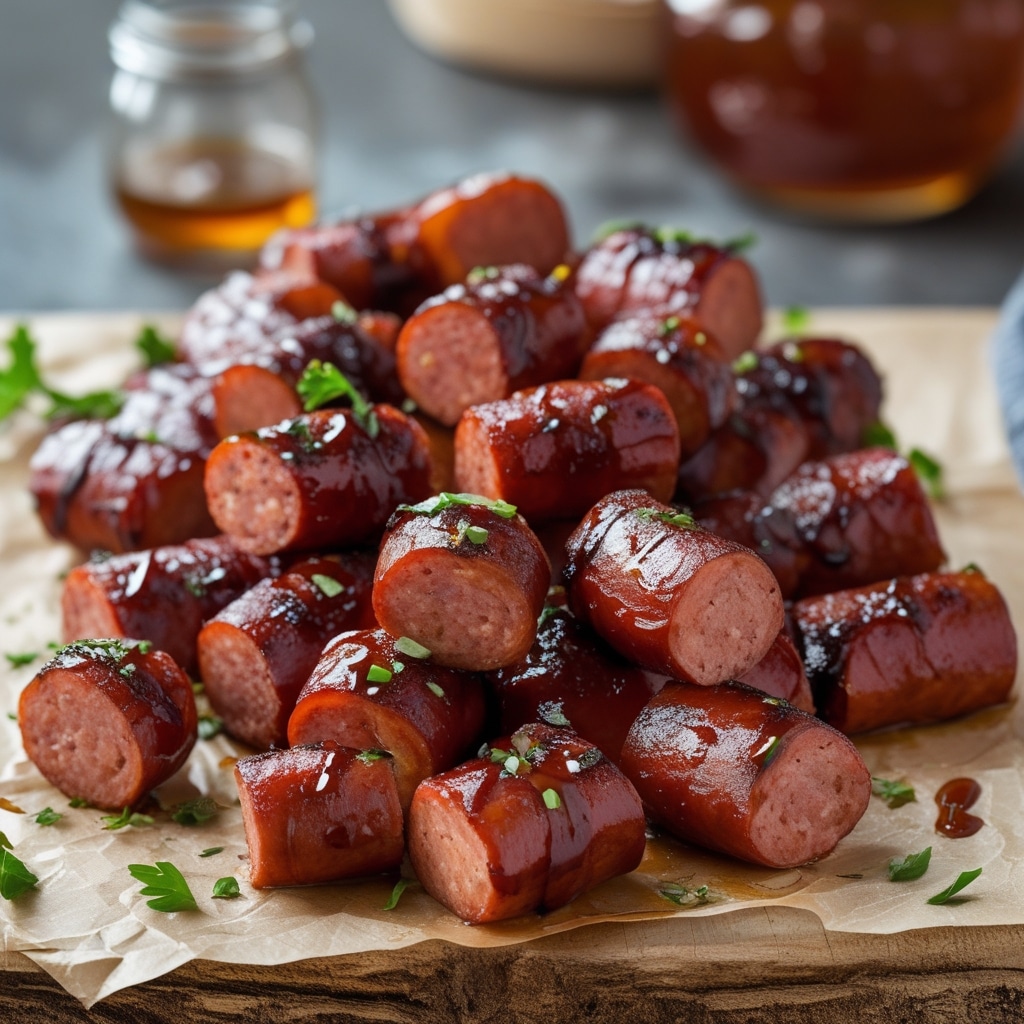 Maple BBQ Hasselback Kielbasa Bites