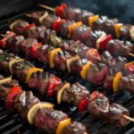steak kabobs on the grill