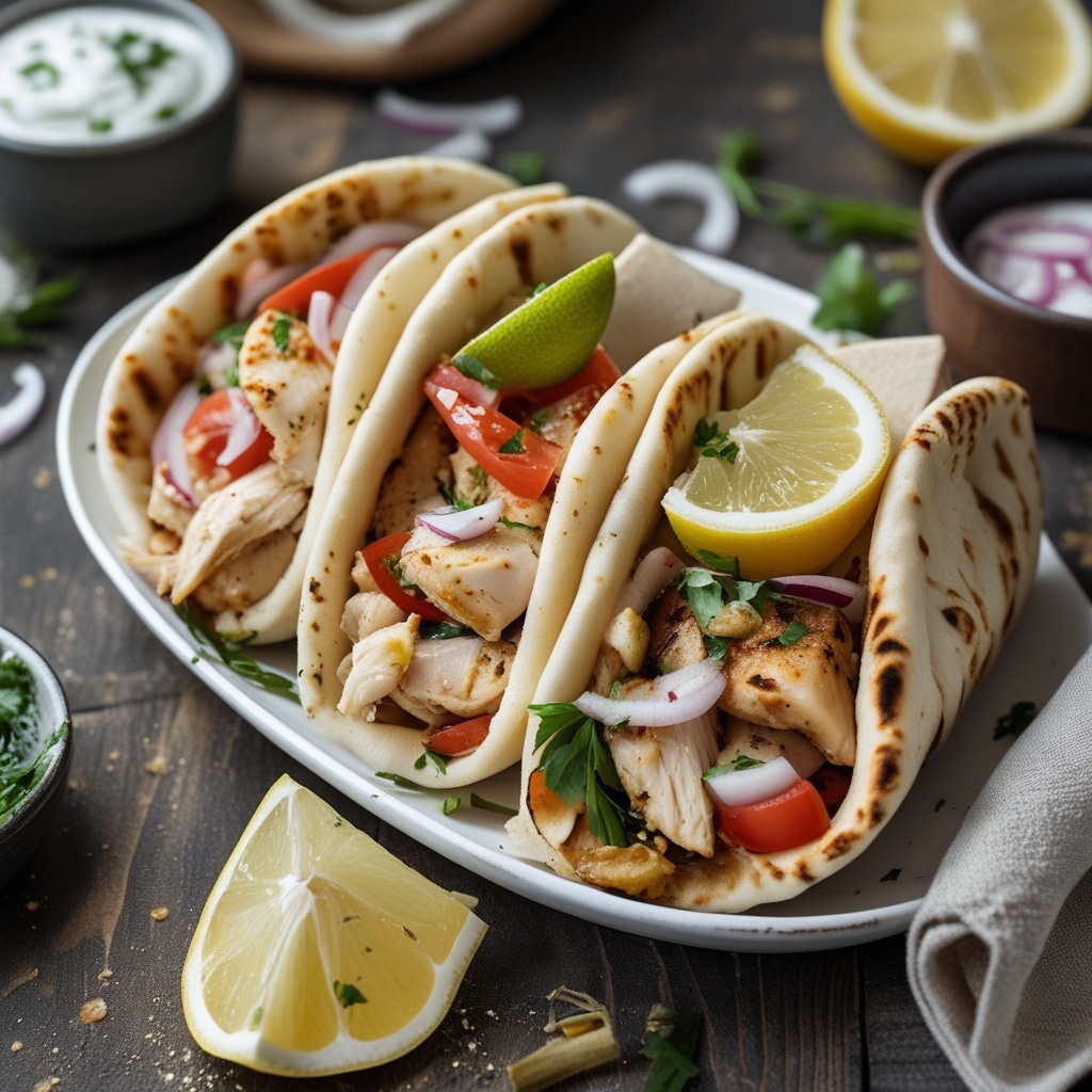 Greek Chicken Gyros with Lemon