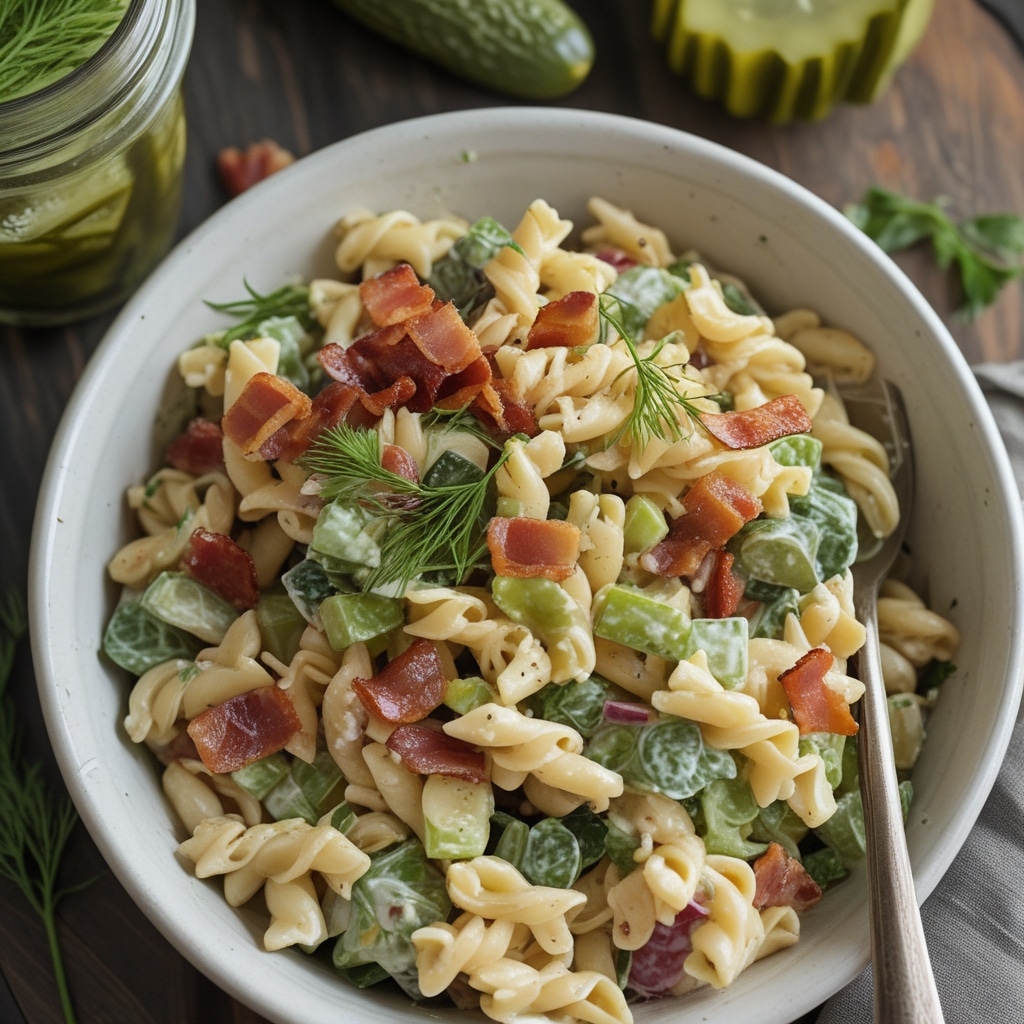 Dill Pickle Bacon Pasta Salad