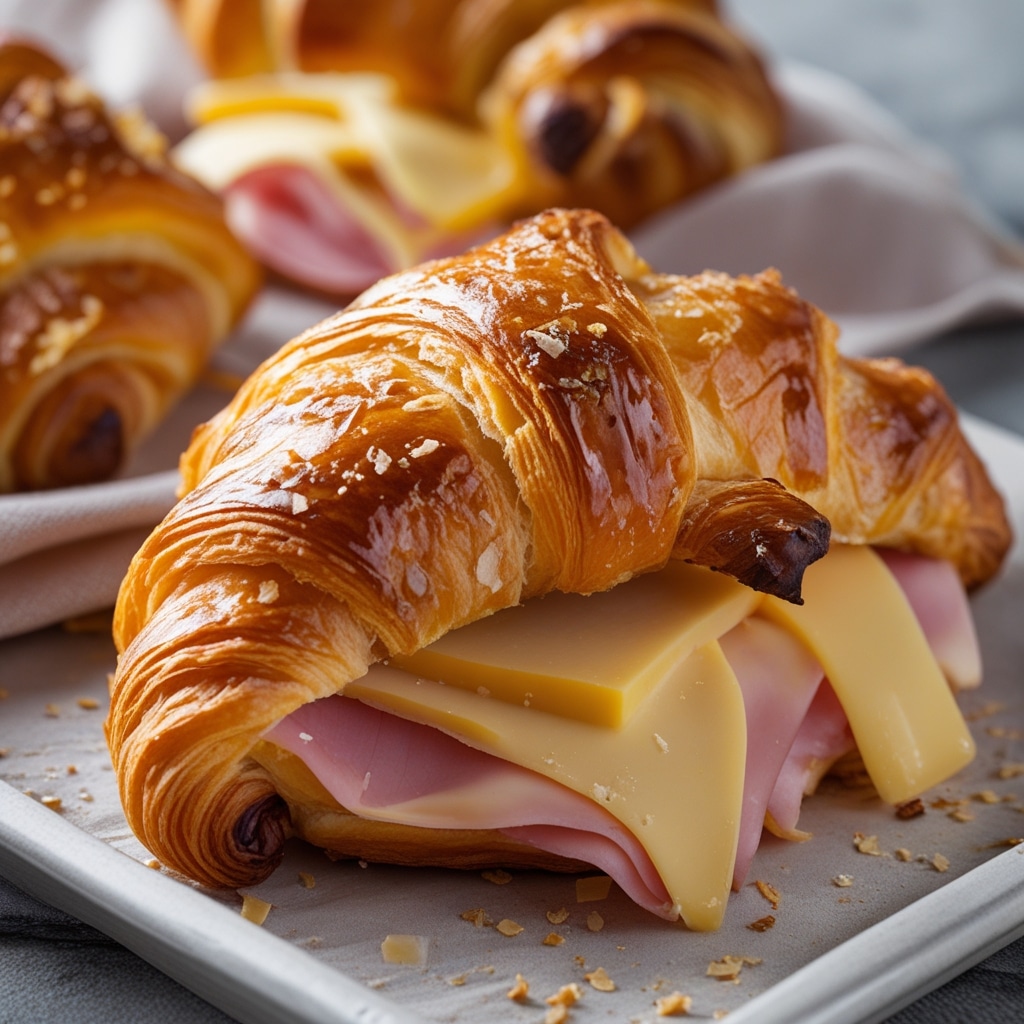 Baked Ham and Cheese Croissants