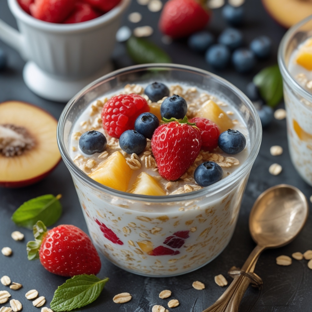 Healthy Overnight Oats with Fruits | Great for Breakfast