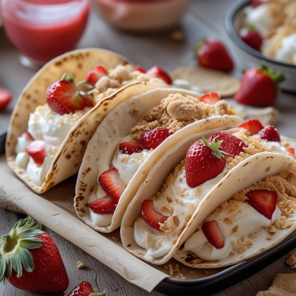 Strawberry Crunch Cheesecake Tacos
