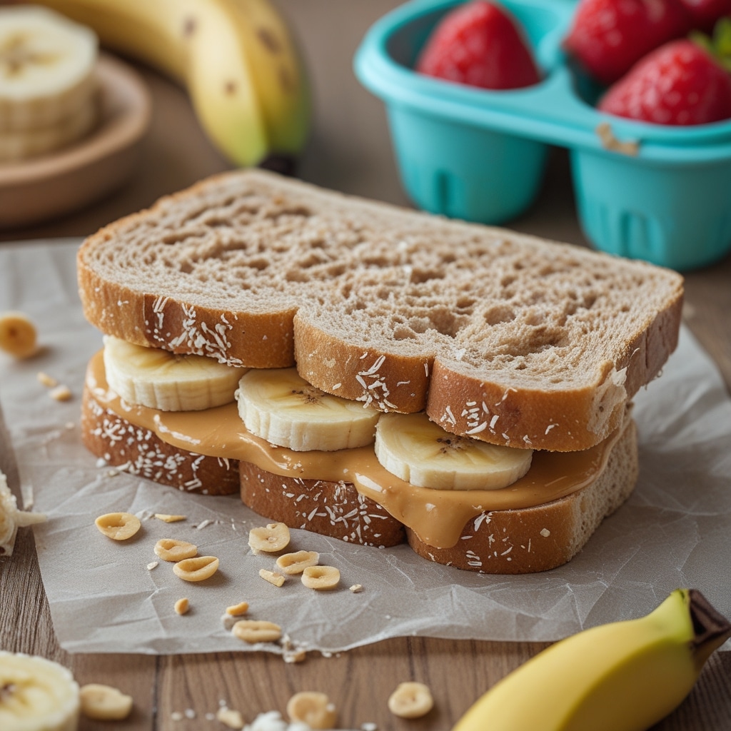 Healthy Peanut Butter Banana Sandwiches for Lunchboxes