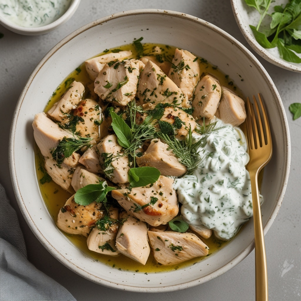 Greek Marinated Chicken Bowl with Tzatziki