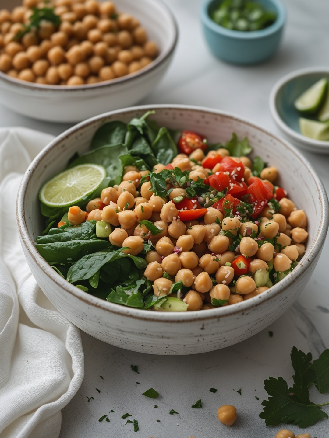 Simple Mediterranean Chickpea Salad Bowls