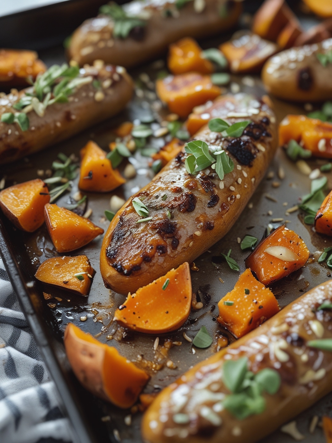 Sheet Pan Sausage and Sweet Potatoes
