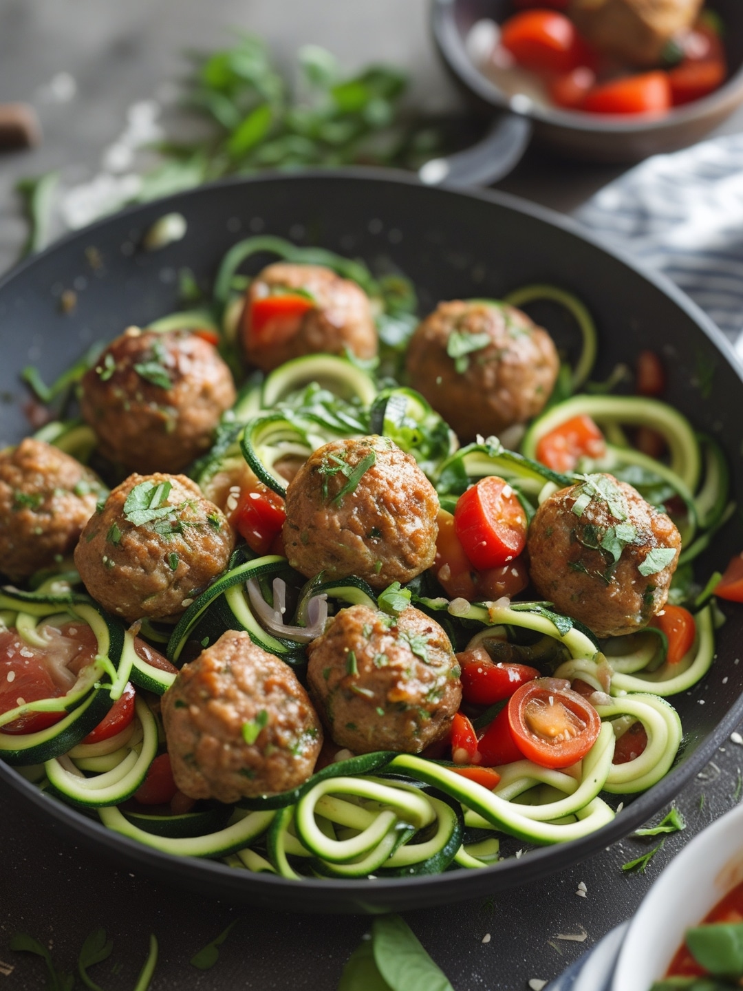 Simple Turkey Meatballs with Zucchini Noodles