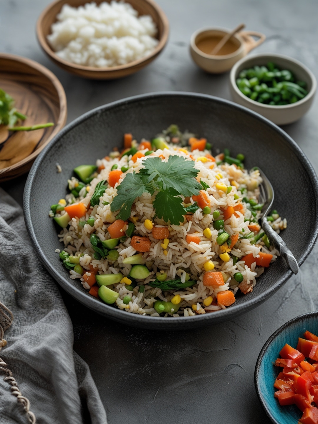 Quick Vegetarian Fried Rice Prep