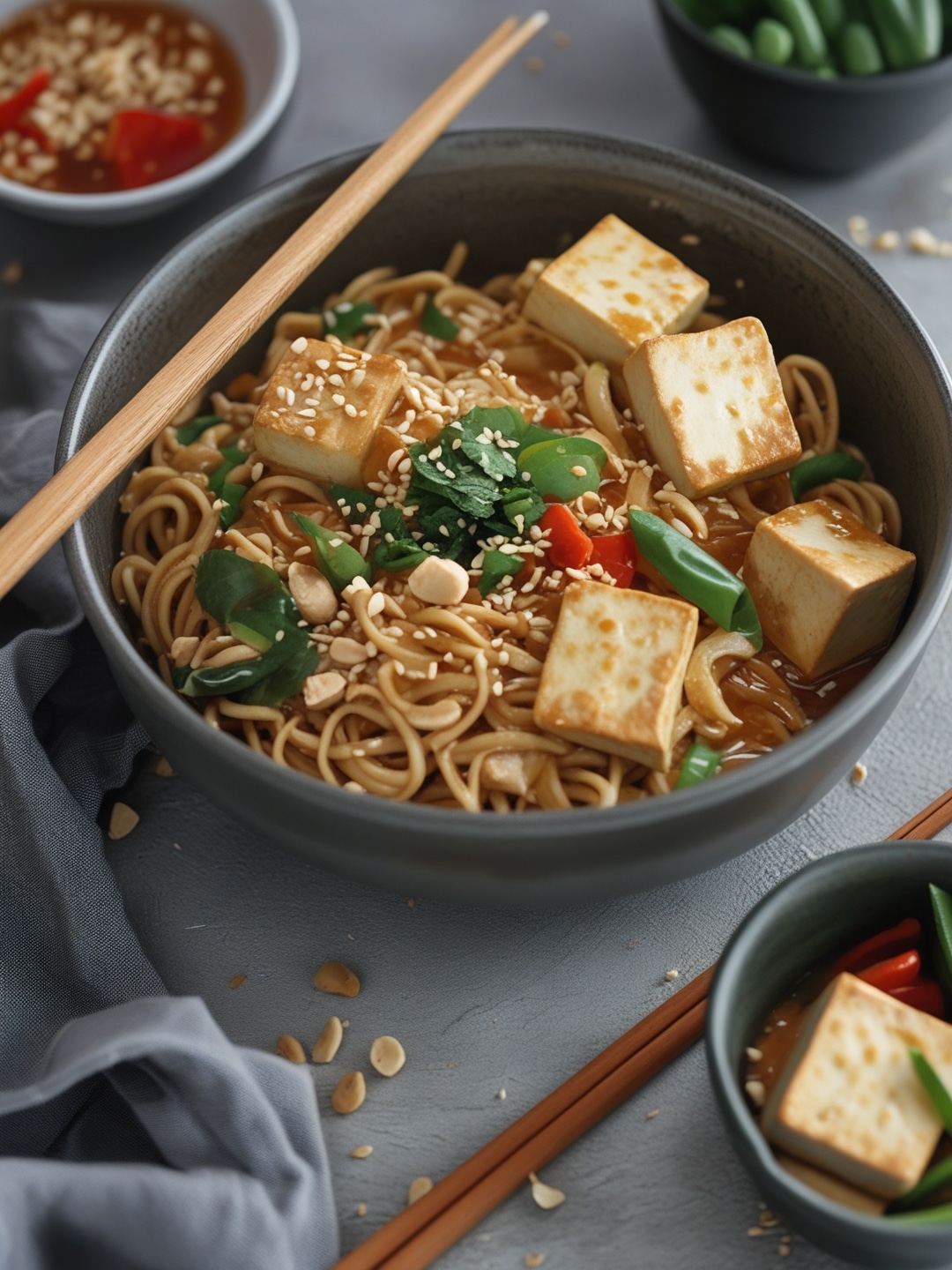 Healthy Peanut Noodles with Tofu