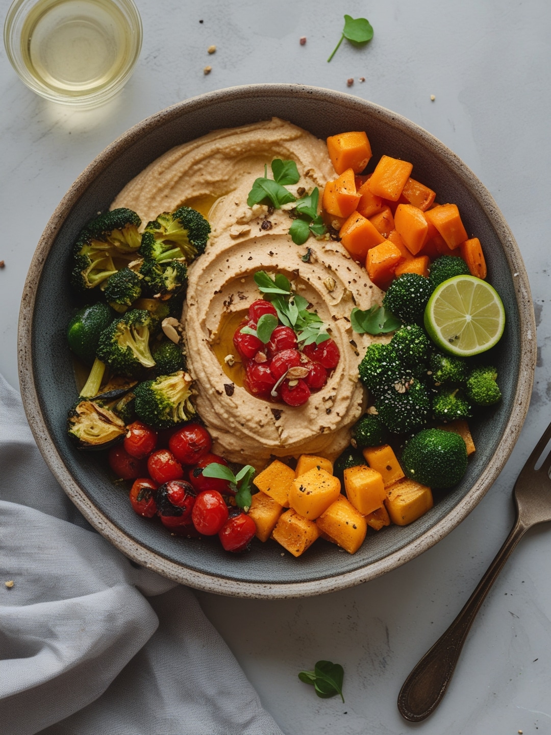 Simple Roasted Vegetable and Hummus Bowls