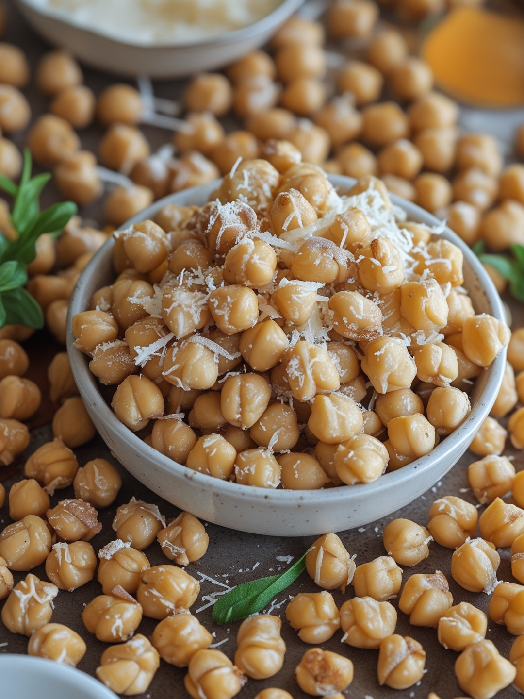 Simple Garlic Parmesan Roasted Chickpeas