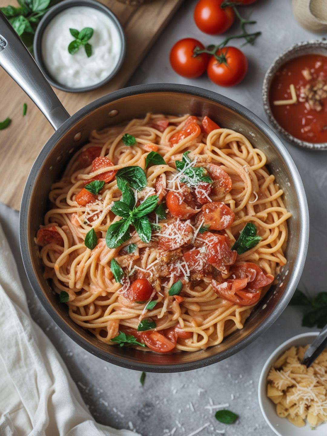 One Pot Creamy Tomato Pasta Prep