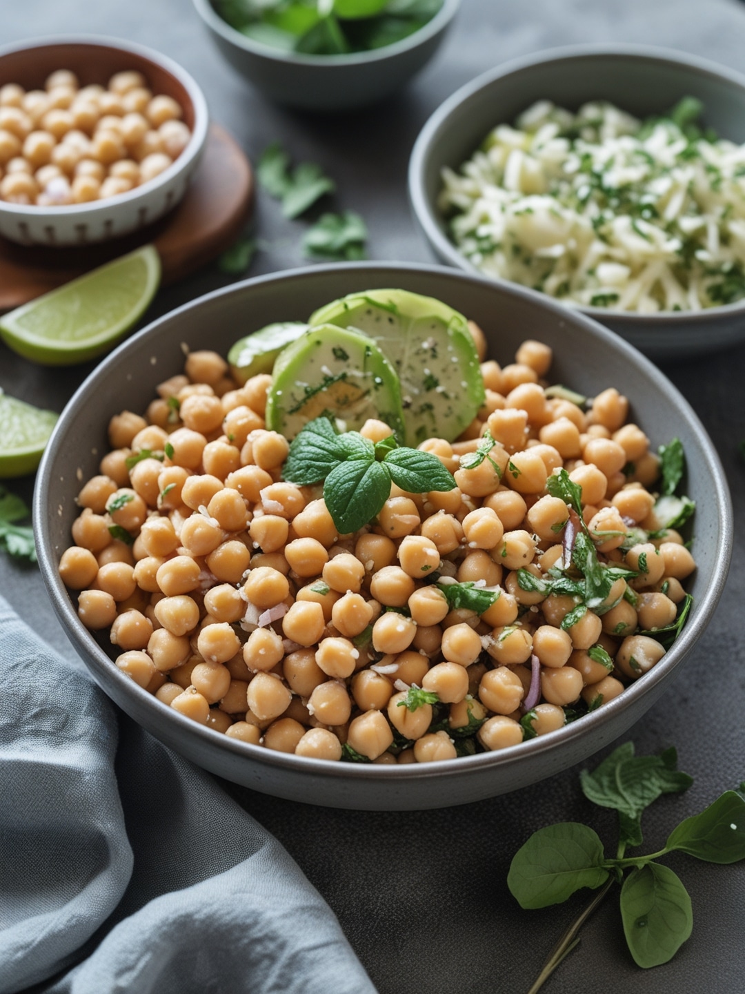 Simple Mediterranean Chickpea Salad Bowls