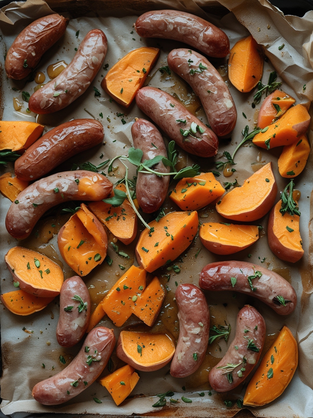 Sheet Pan Sausage and Sweet Potatoes