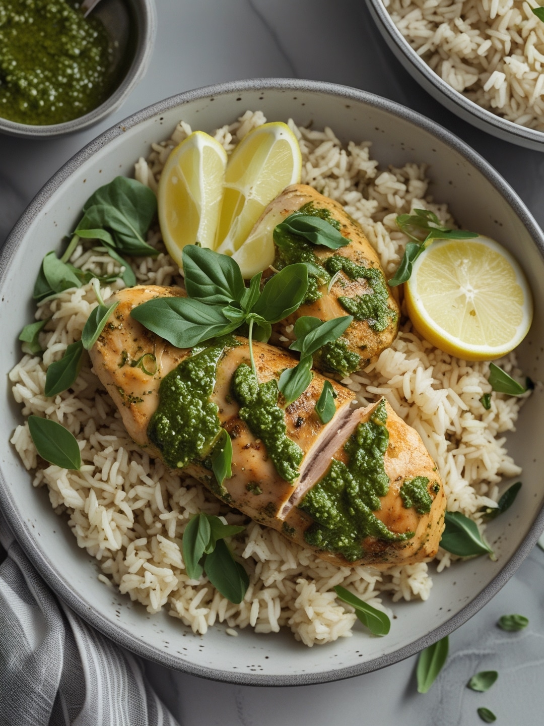 Simple Pesto Chicken and Rice