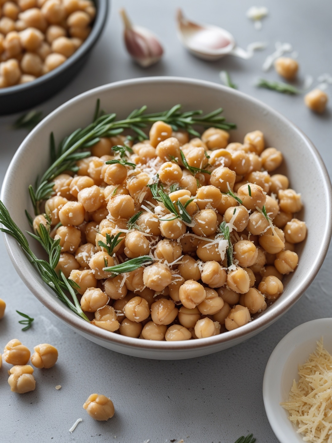 Simple Garlic Parmesan Roasted Chickpeas