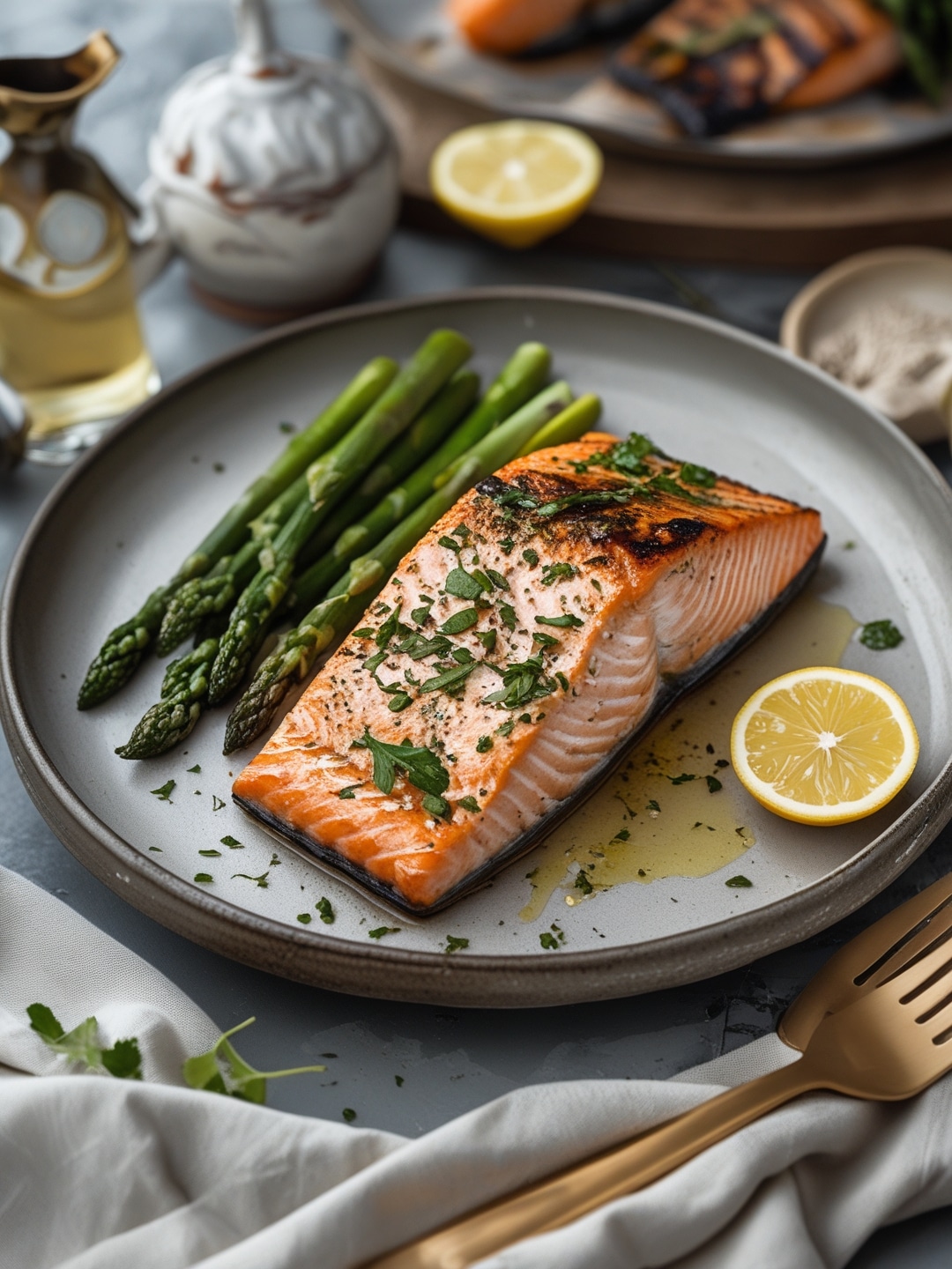Lemon Herb Grilled Salmon with Asparagus