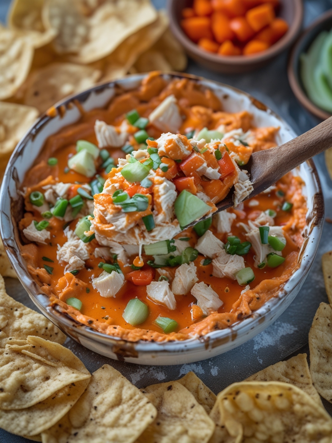 Buffalo Chicken Dip with Tortilla Chips