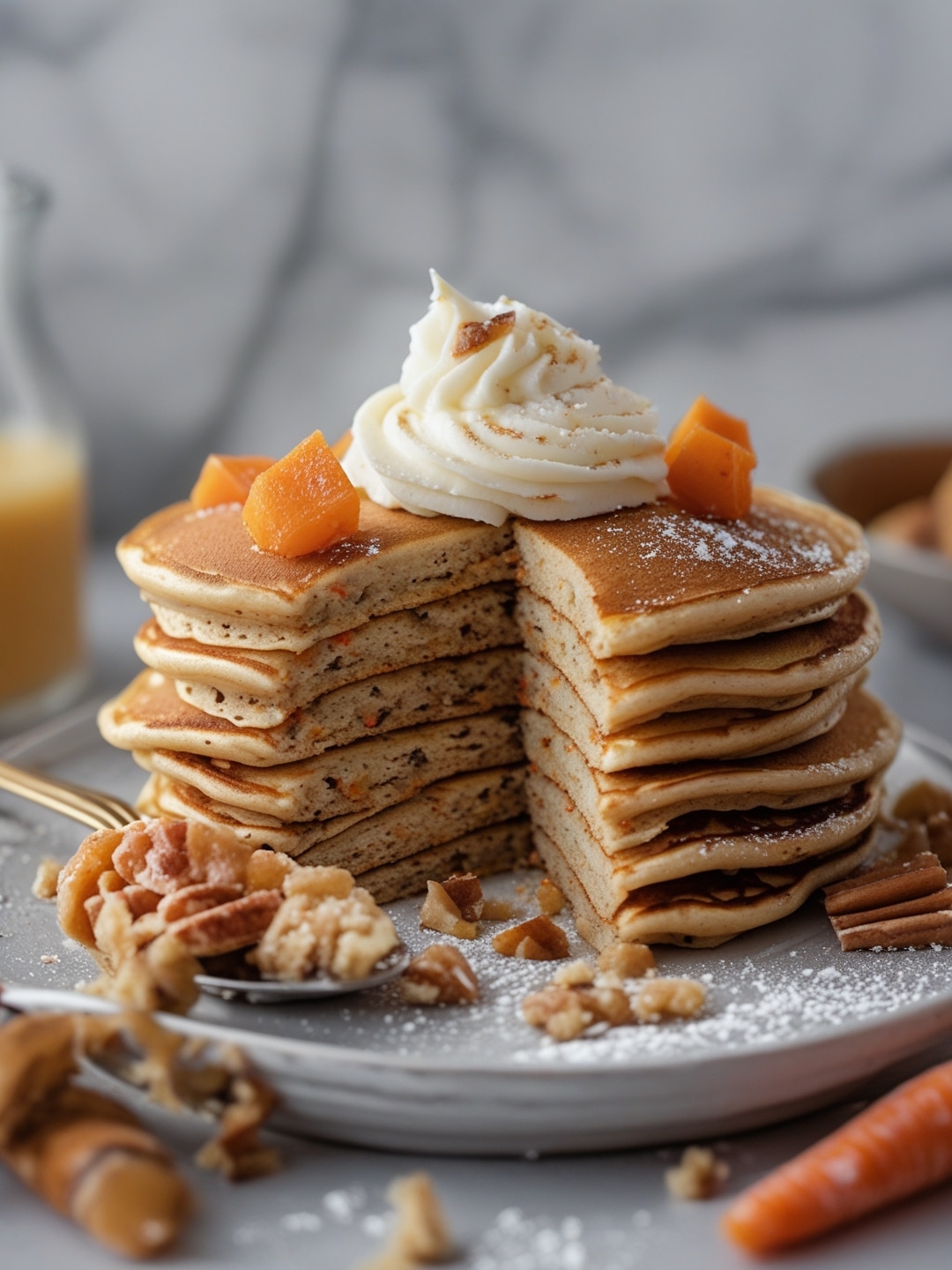 Carrot Cake Pancakes with Cream Cheese Frosting