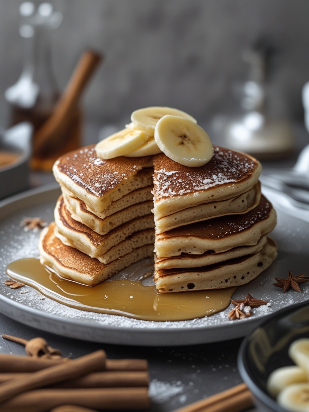 Cinnamon Sugar Pancakes with Vanilla Syrup