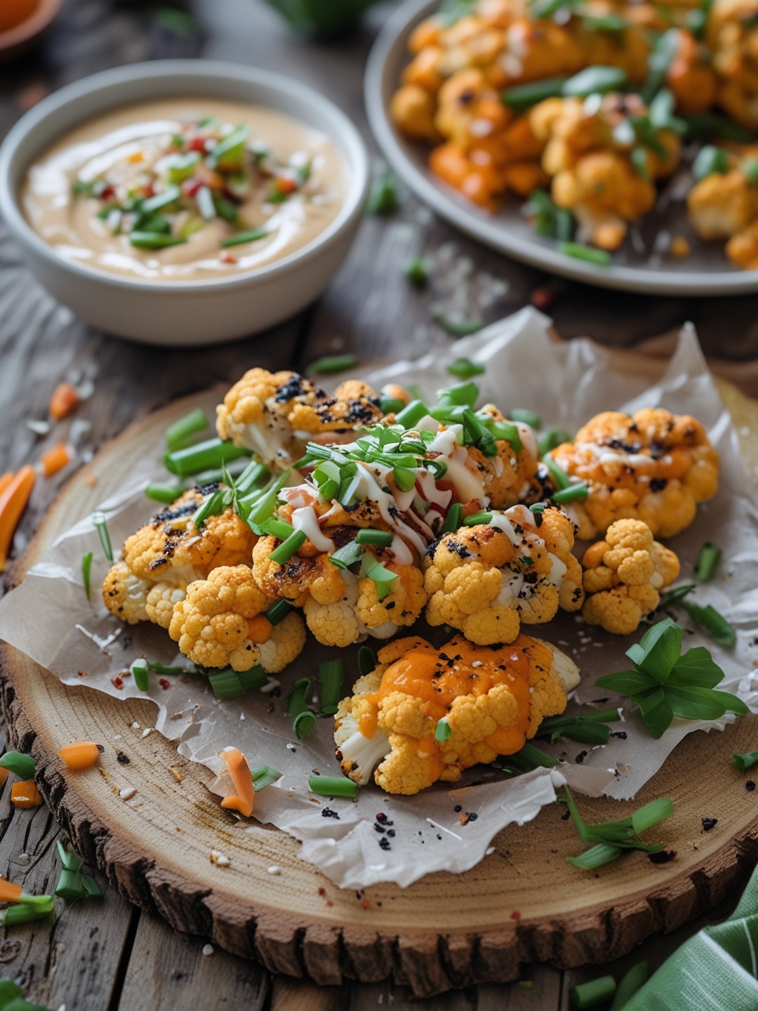 Delicious Cauliflower Buffalo Wings with Vegan Dip