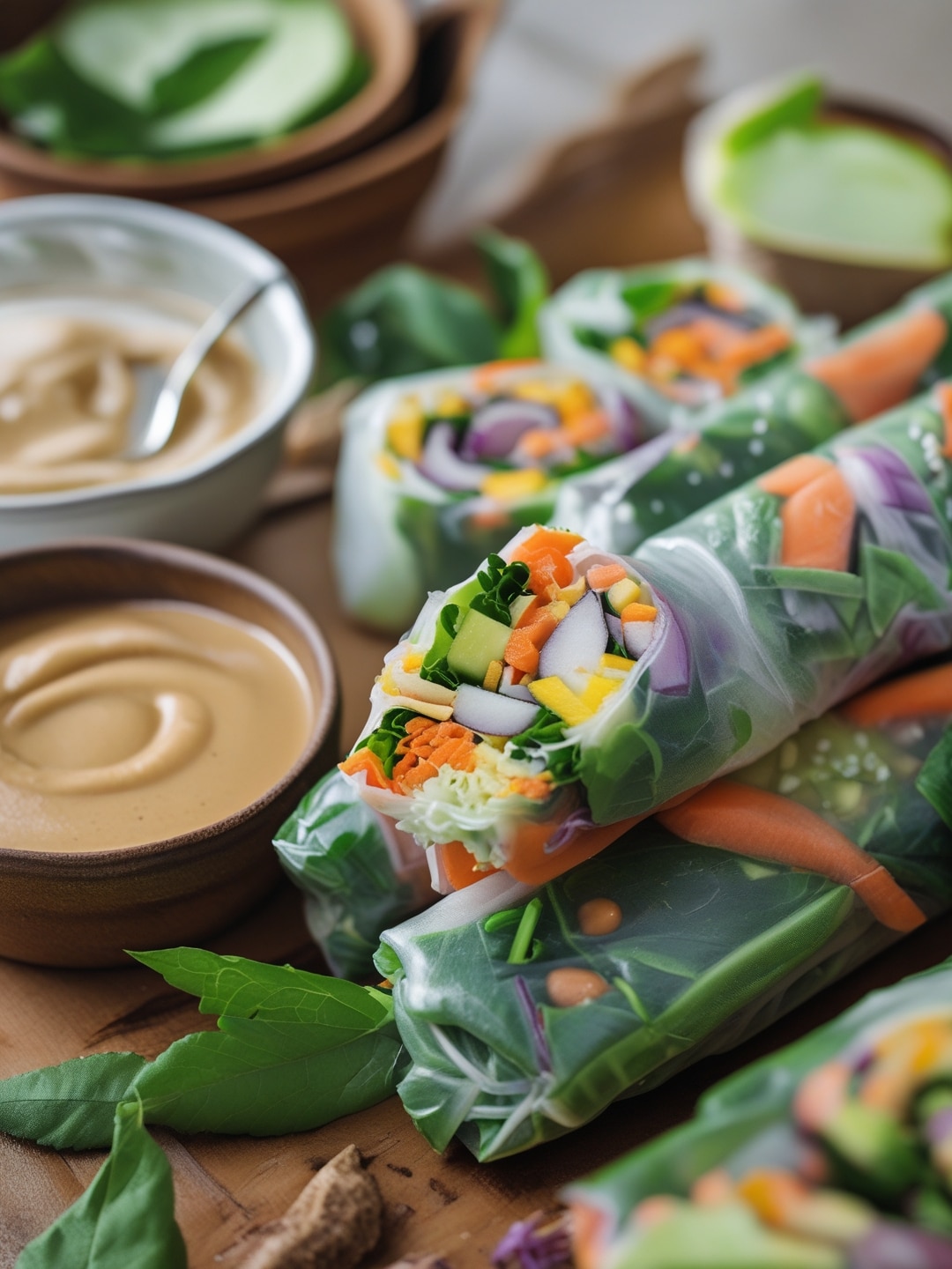 Fresh Vegetable Spring Rolls with Peanut Sauce