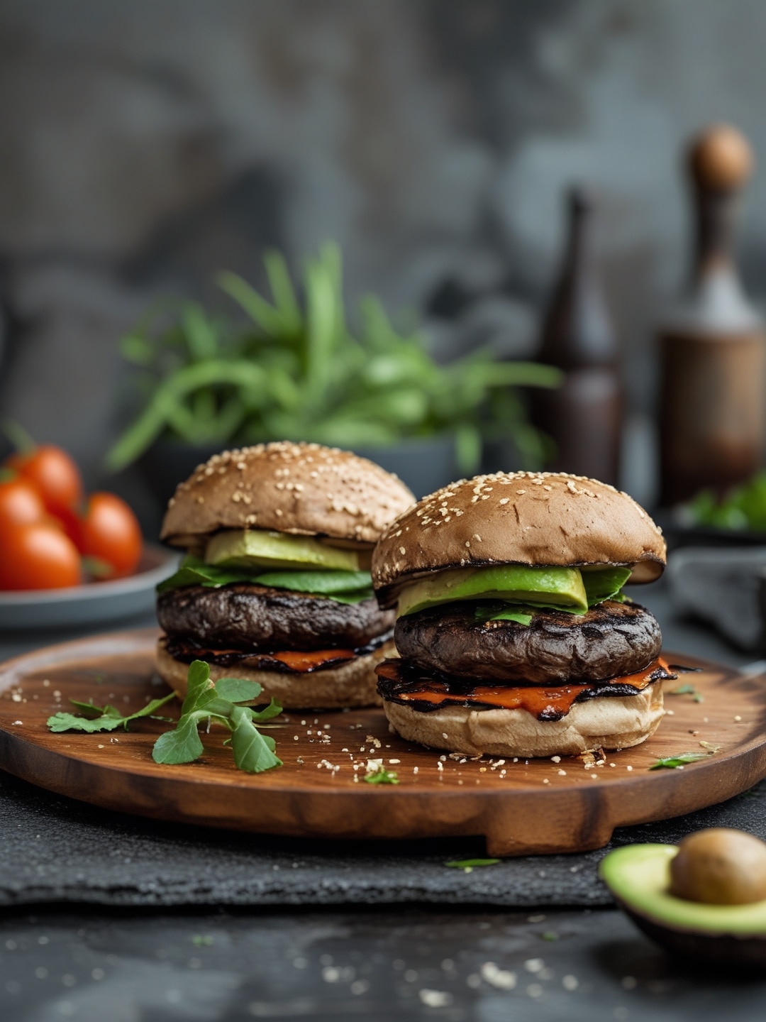 Grilled Portobello Mushroom Burgers with Avocado