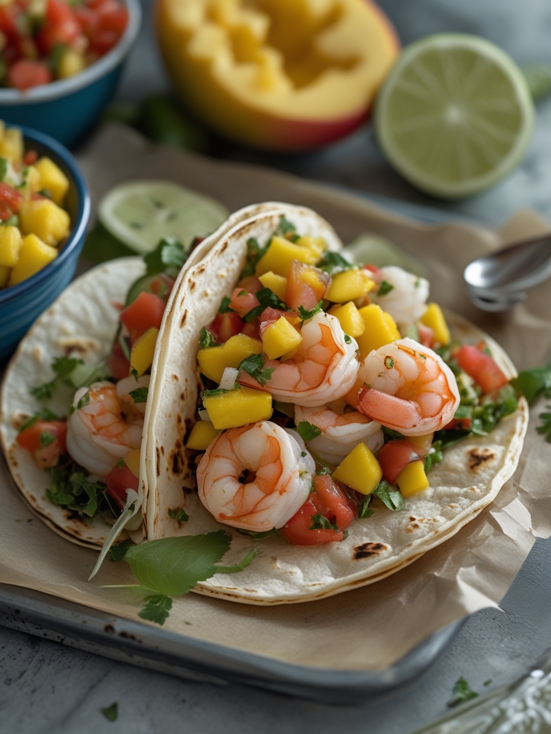 Spicy Shrimp Tacos with Mango Salsa