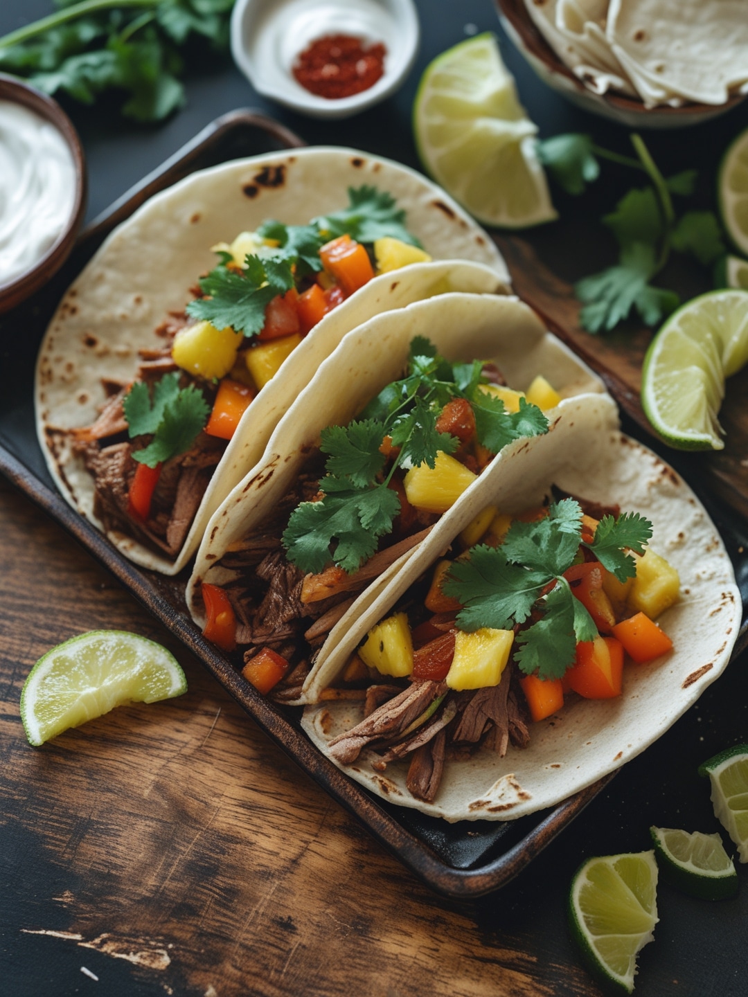 Tacos al Pastor with Pineapple and Cilantro