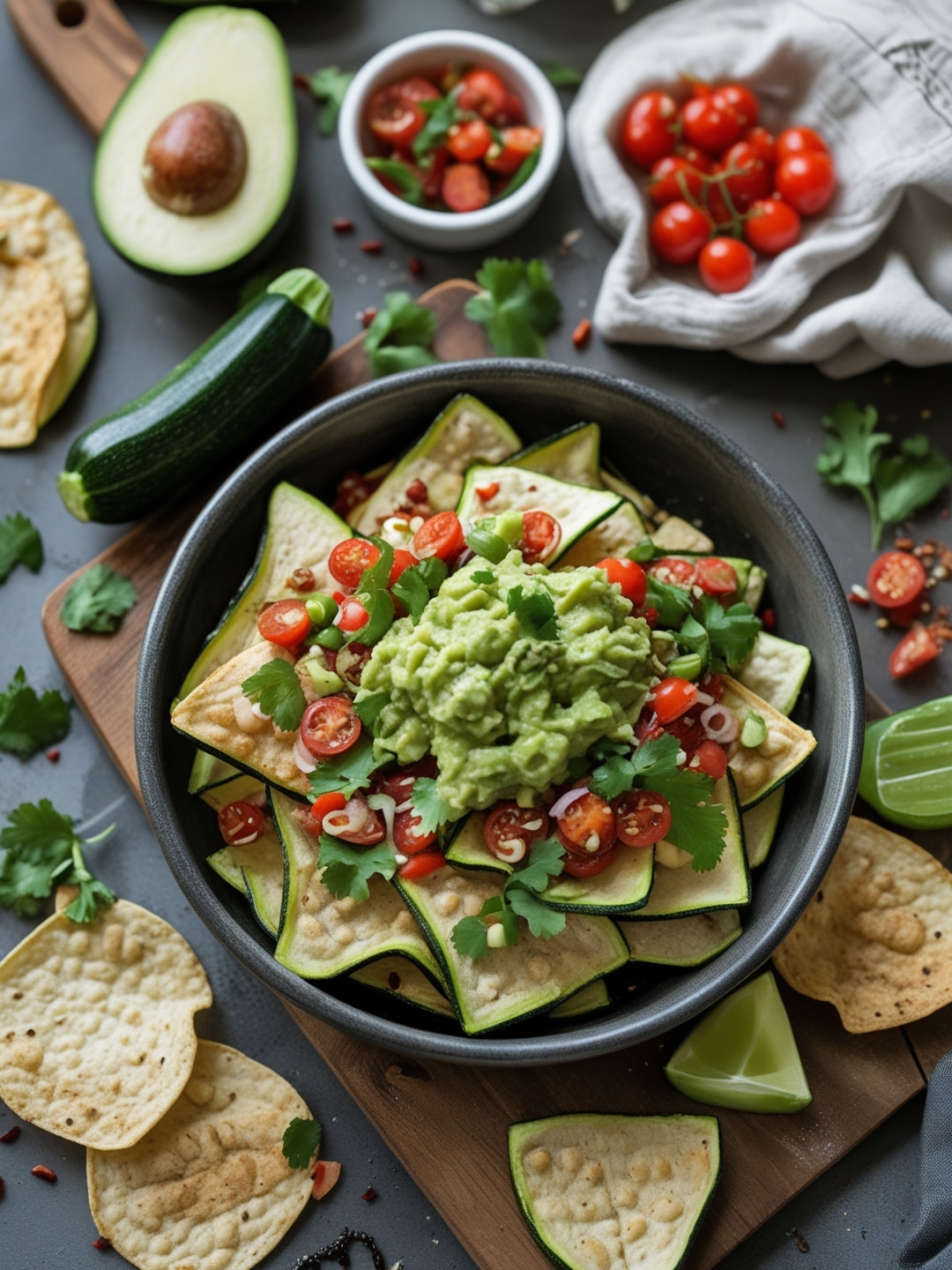 Zucchini Nachos with Guacamole