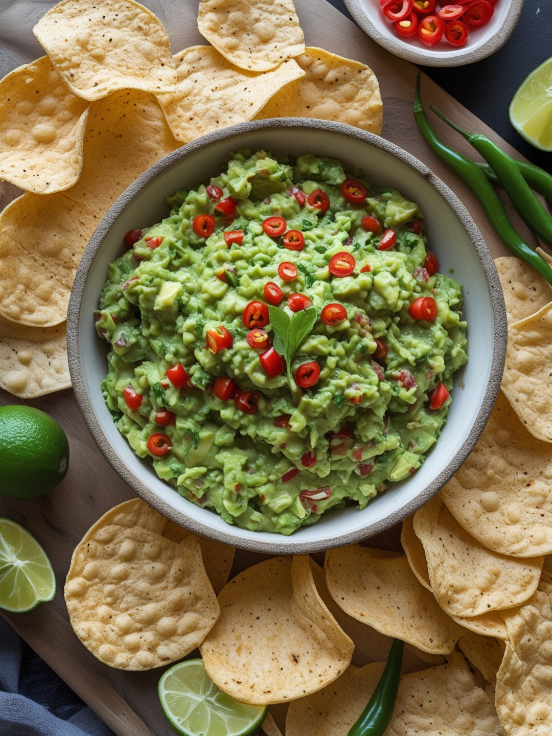 Chili Lime Guacamole with Corn Chips