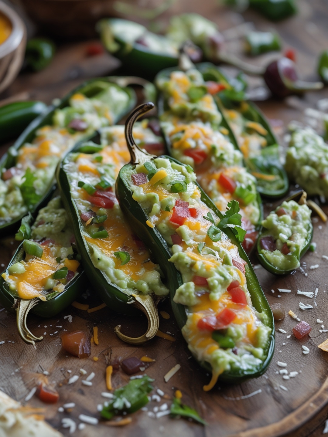 Cheesy Guacamole Jalapeño Poppers